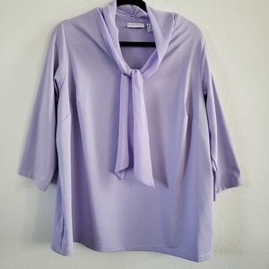 Susan Graver 1X Top Blouse Plus Size 3/4 Sleeve